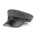thumbnail image 4 of Gorras militares unisex con visera de cuero negra/gris oscuro más nuevas para hombres, mujeres, estudiantes, gorras planas ajustadas azul marino Drake, venta al por mayor, 4 of 5