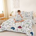thumbnail image 4 of Homewish Fungus Botanical Mushroom 7pcs Queen Bedding,Wild Plants Floral Bedding Comforter Set Queen,White,Light Gray Reversible, 4 of 8