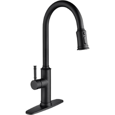 Black Kitchen Faucets, High Arc Single Lever Single Handle Stainless Steel Brushed Kitchen Sink Faucets with Pull Down Sprayer for Farmhouse rv Utility bar Laundry Sinks