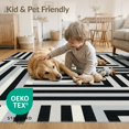 thumbnail image 4 of ODIKA 9'x12' Washable Area Rug Grey Abstract Maze-Inspired Striped Design Asymmetric Breaks, Clean Edges in a Minimalist for Great Room, Indoor Concept, Large Living Low Pile, Flatwoven, 4 of 7