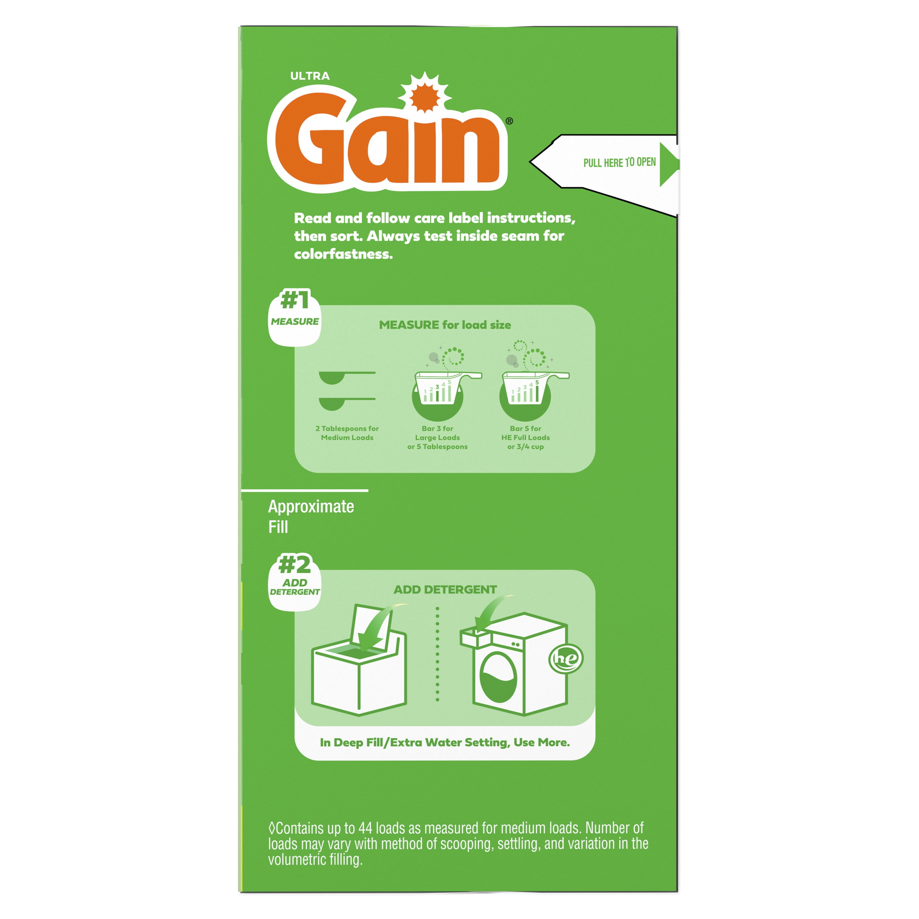 (4 pack) Gain Powder Laundry Detergent, Original Scent, 40 oz, 44 Loads