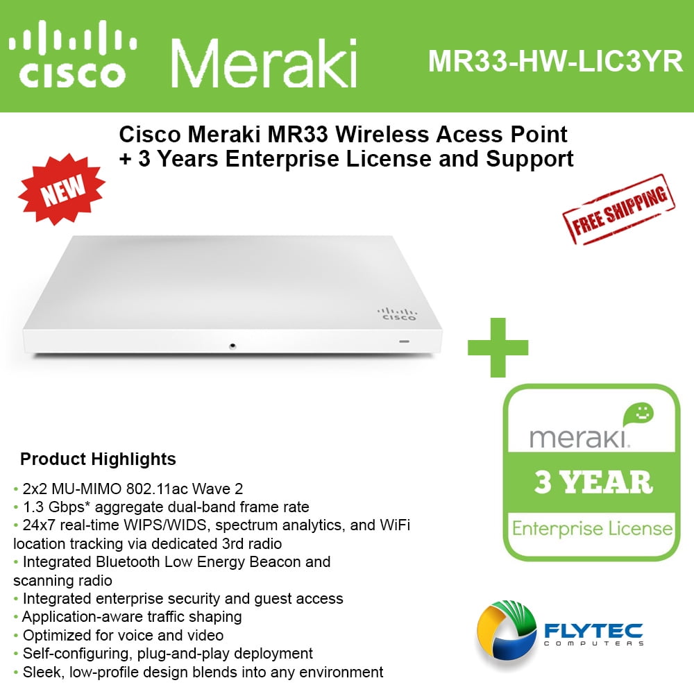 Cloud　MR33　Wless　years　Enterprise　Cisco　AP　Meraki　Managed　of　Lic.-