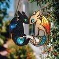 thumbnail image 3 of Cosmic Dragon Couple Faux Stained Glass ACRYLIC Window Hanging, Black White Lovers, Wings Fantasy Nursery Gamer Room Decor 4323904532, 3 of 4