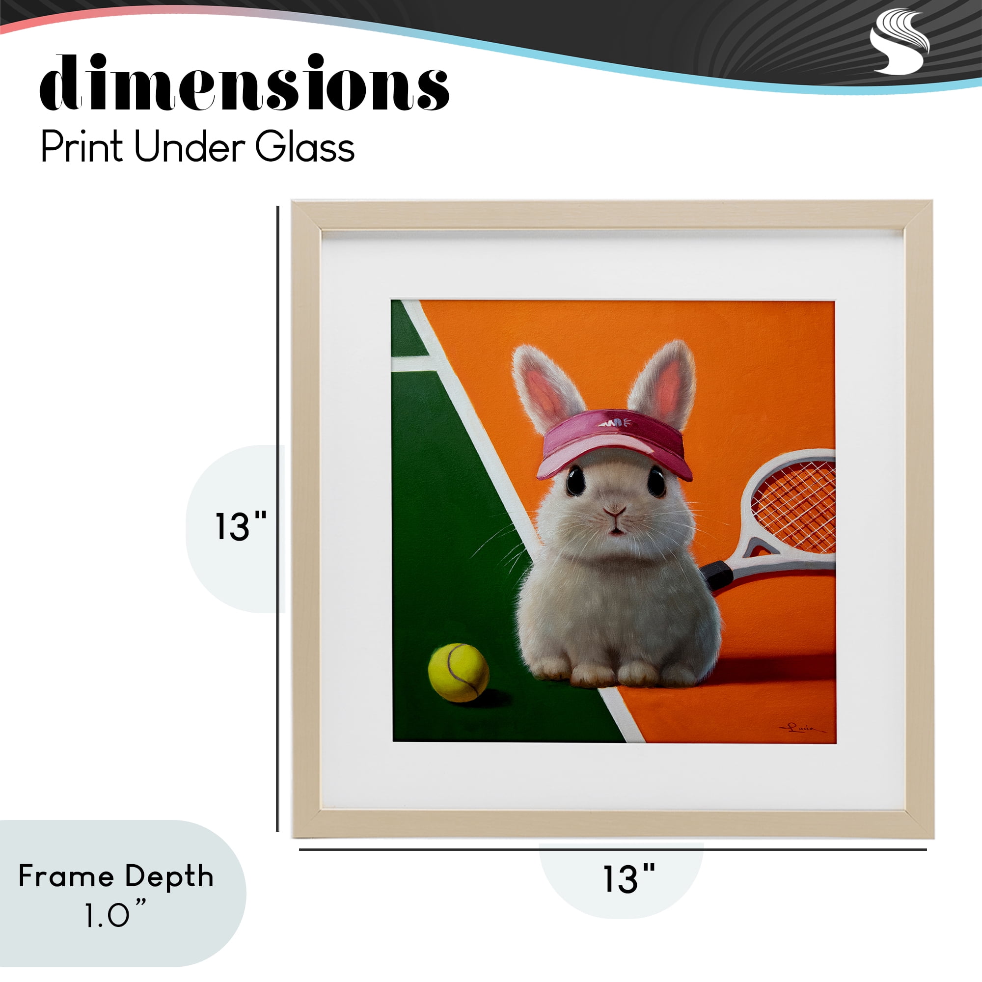 Stupell Industries Match Ready Tennis Bunny Birch Framed Print Under Glass, design by Lucia Heffernan