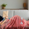 thumbnail image 3 of Narwhal Soft Flannel Fleece Blanket, Love Themed Sketch Illustration with Arctic Whale Bird and Floral Arrangement, Cozy Plush for Indoor and Outdoor Use, 50" x 70", Teal Coral White, by Ambesonne, 3 of 5