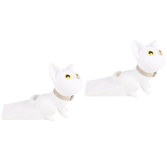 Set of 2 Cat Door Stopper Animal Peekaboo Doors Kitten White
