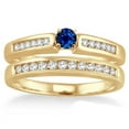 thumbnail image 2 of 1.25 Carat Round Cut Blue Sapphire And Diamond Moissanite Affordable Bridal Set On 10K Yellow Gold, Promise Ring, Anniversary Gift, 2 of 2