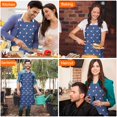 thumbnail image 4 of Blue Christmas Santa and Snowflake Apron-Garden Aprons for Women with Pockets-Cotton Linen Waterproof Kitchen Cooking Gardening Aprons Adjustable for Kitchen,Cooking,BBQ and Salon 32"x27", 4 of 7