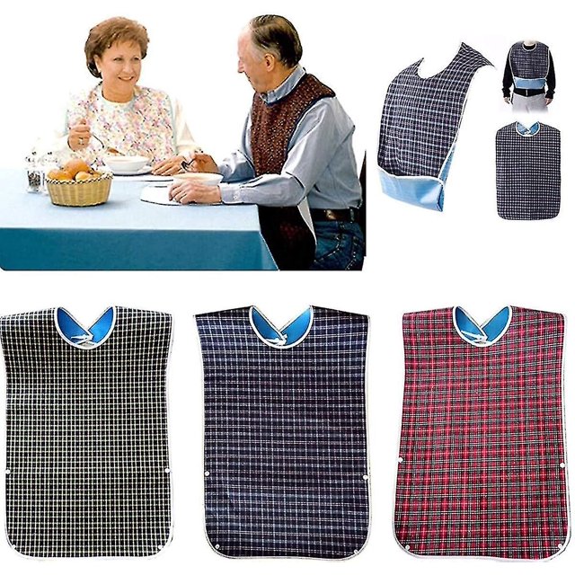 3 Pack Adult Bibs With Crumb Catcher - Washable Adult Dining Bib Large Adult