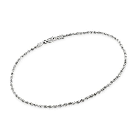 2 Mm Rope Bracelet - 14k White Gold 2mm Hollow Rope Braided Link Twisted Bracelet Chain 8