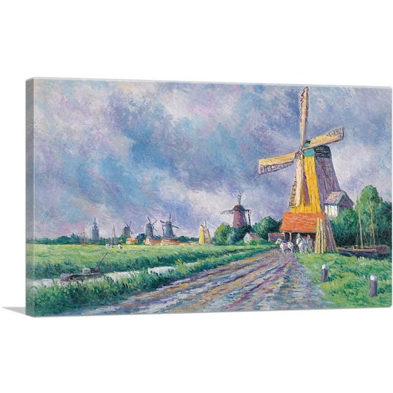 ARTCANVAS Rotterdam Surroundings 1907 Canvas Art Print by Maximilien Luce - Size: 40" x 26" (0.75" Deep)