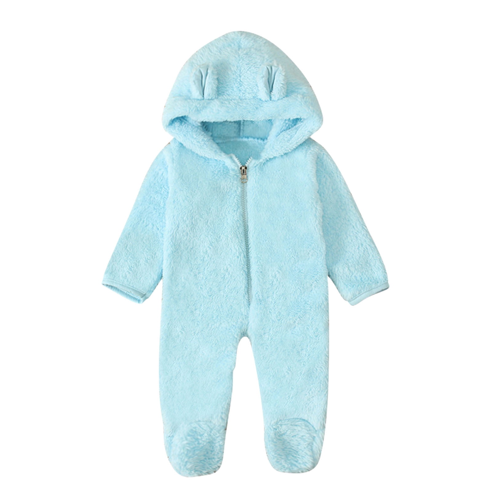 Hzgobj Newborn Infant Baby Boys Girls Winter Snowsuits Warm Clothes 0-12 Months Hoodie Cartoon Flannel Romper Jumpsuit