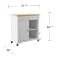 thumbnail image 2 of SEI Furniture Warkin Engineered Wood Rolling Kitchen Island in White/Natural, 2 of 4