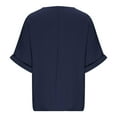 thumbnail image 6 of Womens Dressy Summer Tops V Neck Short Sleeve Cooling Lightweght Rayon Shirt Loose Solid Color Tunics Blouses (XL, Navy), 6 of 7