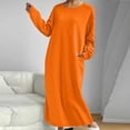 thumbnail image 5 of Aueoeo Womens Oversized Dresses Long Sleeve Sweat Dresses Loungewear Maxi Dress Crew Neck Vacation Outfit, 5 of 6