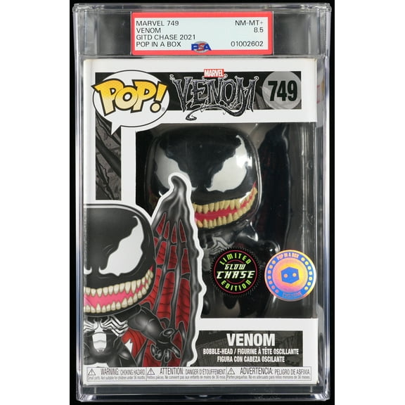 Venom, PSA Graded 8.5 NM-MT , Venom Collectible Vinyl Figure #749, Fully Encapsulated Bundle with Compatible Funko Pop! PSA Hard Protector Case