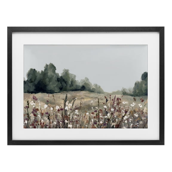 Stupell Industries Muted Meadows Landscape Black Framed Print Under Glass design by Hannah Dawson, 14 x 20