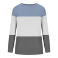 thumbnail image 4 of JUUYY Color Block Sweatshirts for Women Trendy Long Sleeve Striped Printed Crew Neck Graphic Shirts Loose Oversized Relaxed Fit Cotton T-Shirt Tops Blue#01 XXL, 4 of 5