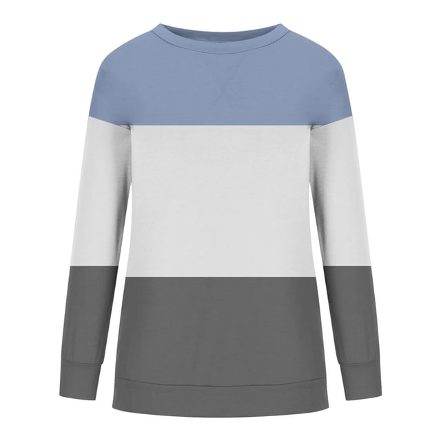 Timegard Women's Sweatshirt Crew Neck Long Sleeve Color Block Pullover Fall Winter Casual Tunic Tops