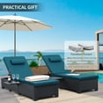 thumbnail image 6 of Outdoor Chaise Lounge Chairs for Outside Patio Furniture Set of 2 Wicker Recliner Black Rattan Reclining Pool Sunbathing Chair Adjustable Backrest Lounger with Peacock Blue Cushion, 6 of 8