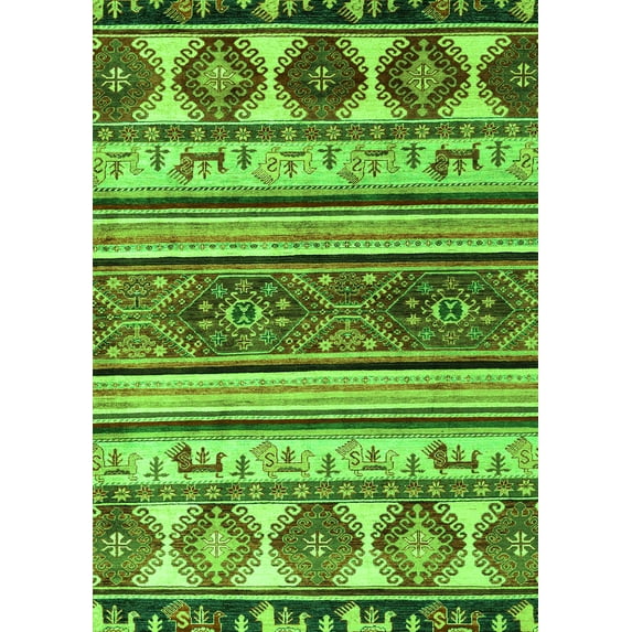 Ahgly Company Indoor Rectangle Oriental Green Modern Area Rugs, 7' x 10'