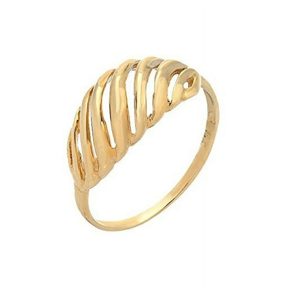 14k Yellow Gold Wave Dome Ring