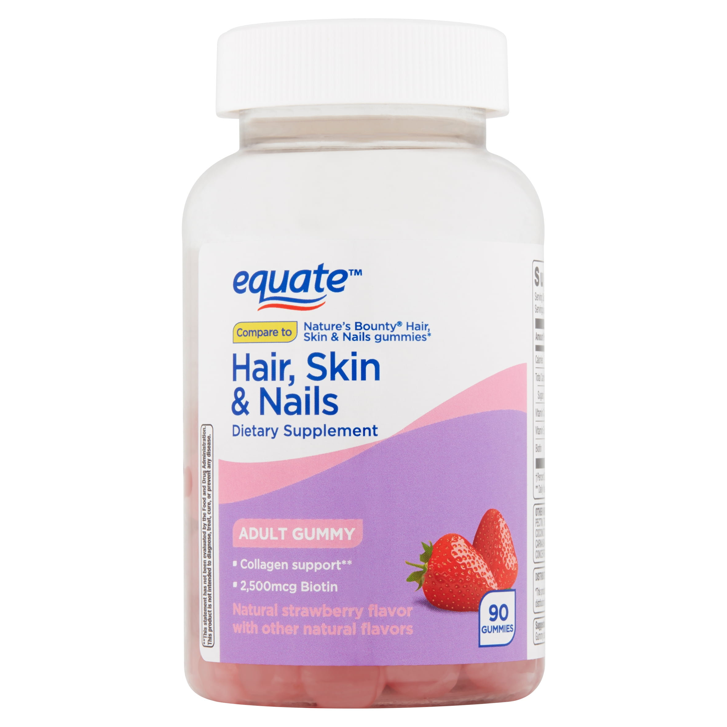 Equate Hair Skin Nails Adult Gummies 90 Count Walmart Com