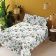 thumbnail image 2 of Ambesonne Leaf Print Fitted & Flat Sheet with Shams 4 Pcs Set, Leaves Simple Branches, Queen, Reseda Green and Pale Brown, 2 of 5