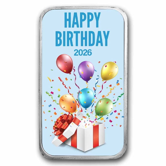 1 oz Silver Colorized Bar - APMEX (Happy Birthday 2026)