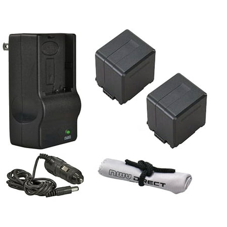 Panasonic HDC-SDT750K High Capacity Intelligent Batteries (2 Units) + AC/DC Travel Charger + Nwv Direct Microfiber Cleaning Cloth.