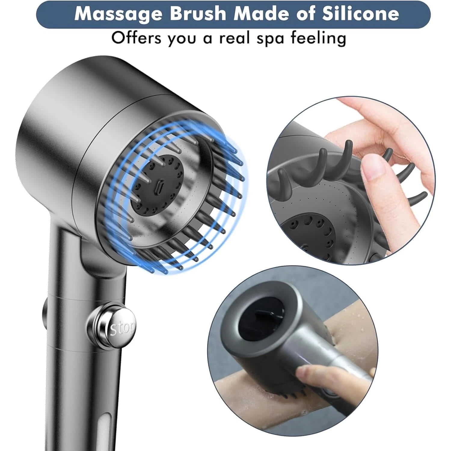 FEELSO High Pressure Handheld RV Shower Head with Hose - 3 Mode Filtered Showerhead with On/Off Switch for RV, Camper, Trailer & Home, Grey