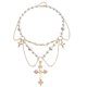 thumbnail image 1 of Collar de estrella cruzada con borlas de perlas de doble capa y alto brillo con diseño de nicho de joyería para mujer, conjunto completo, 1 of 6