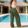 thumbnail image 4 of hoksml Girls Cotton Wide Leg Pants, Back to School Elastic Waist Drawstring Casual Trousers with Pockets, 4 of 9