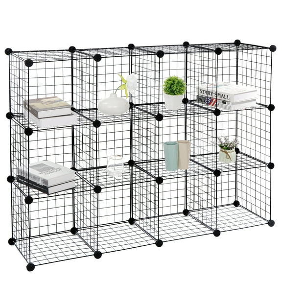 ZENY 48.6"W x 36.6"D x 12.4"H 5 Cubby Shelves Black
