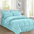 thumbnail image 1 of Mocassi Ensemble de Couette Rayée de Luxe 8 Pcs - Ensemble de Literie Doux et Confortable avec Poches de Rangement Double Face - Couette Rayée Aqua Soyeuse, Format Double/Grand, 1 of 7