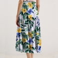 thumbnail image 5 of Midi Skirts For Women High Waist Flowy A-Line Midi Long Skirt Casual Floral Print Tiered Skirt Loose Elastic Drawstring Fashion Skirt With Side Pockets Sky Blue L, 5 of 6