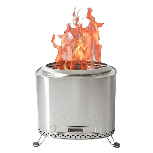 Flame Engine 19 Inch Square Smokeless Fire Pit w/ Carry Bag, Stainless Steel