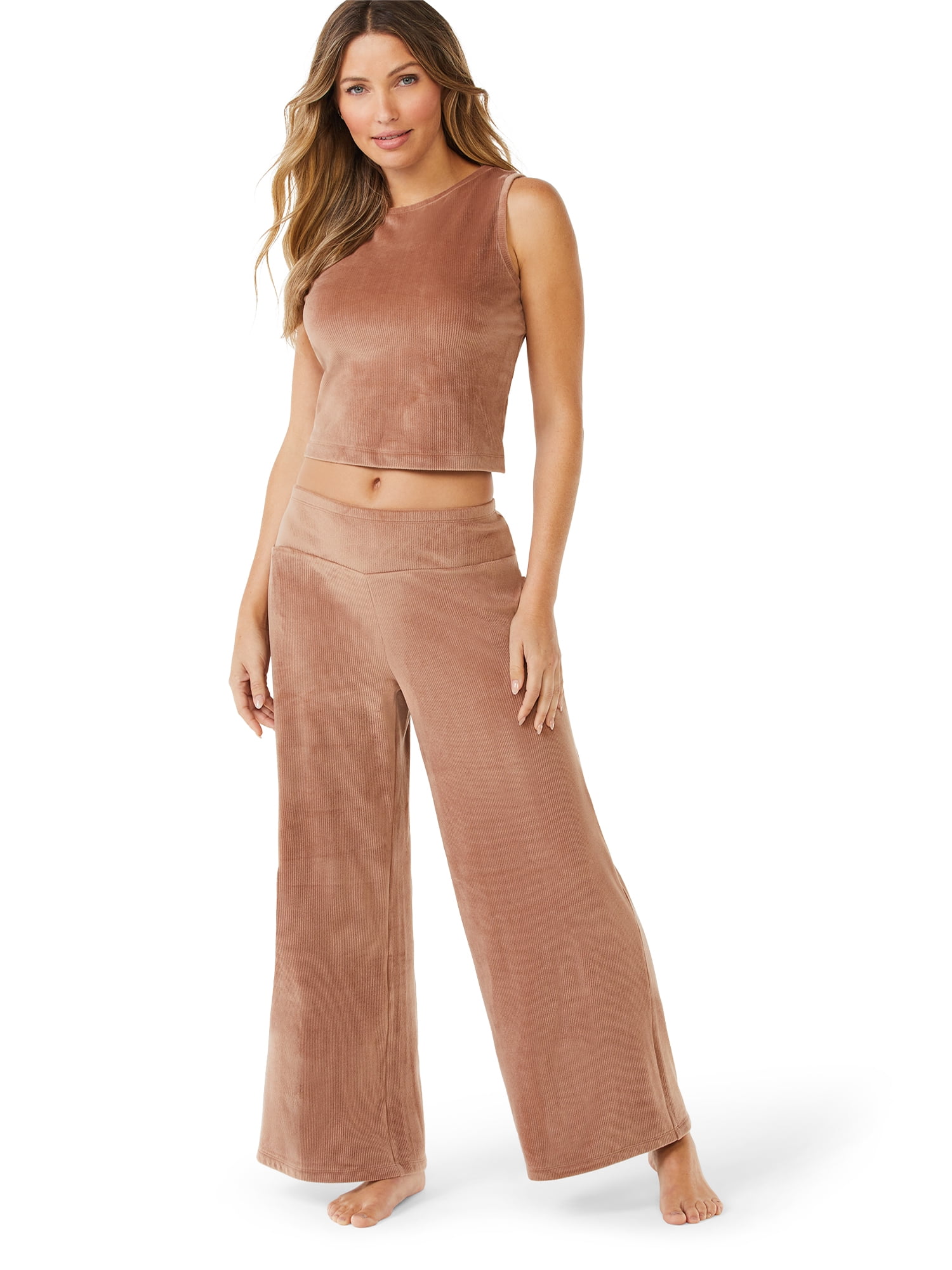 Pink Wind Womens 3 PCS Outfit Vest Tank Top and High Waist Wide Leg Pants Set with Long Cardigan