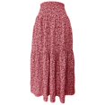 thumbnail image 3 of WDDDD Women's Flowy Maxi Skirt Boho A-Line High Waist Beach Vacation Red S, 3 of 5