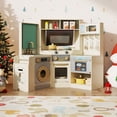 thumbnail image 4 of Gymax Corner Kitchen w/ Lights & Sounds Interactive Wooden Playset for Ages 3+ Beige, 4 of 10