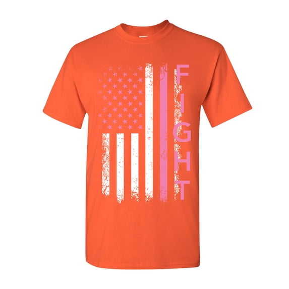 Tee Hunt Fight Breast Cancer T-Shirt Ribbon Awareness Cure Hope Men's Novelty Shirt, Orange, Large