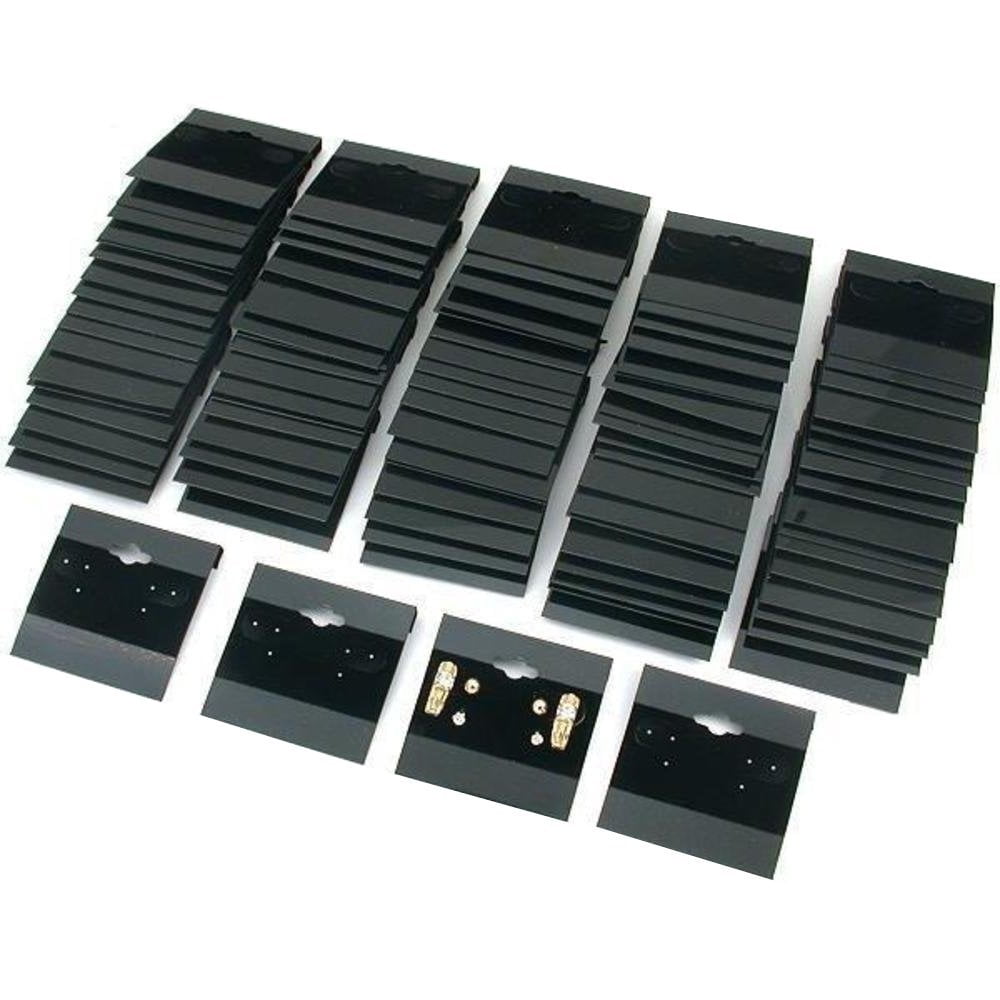 Black Velvet Plastic Display Cards for Earrings, 2' x 2' (100 Pk) by Super Z Outlet