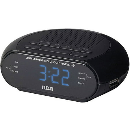RCA RC207 Dual Wake Clock Radio with USB Charging