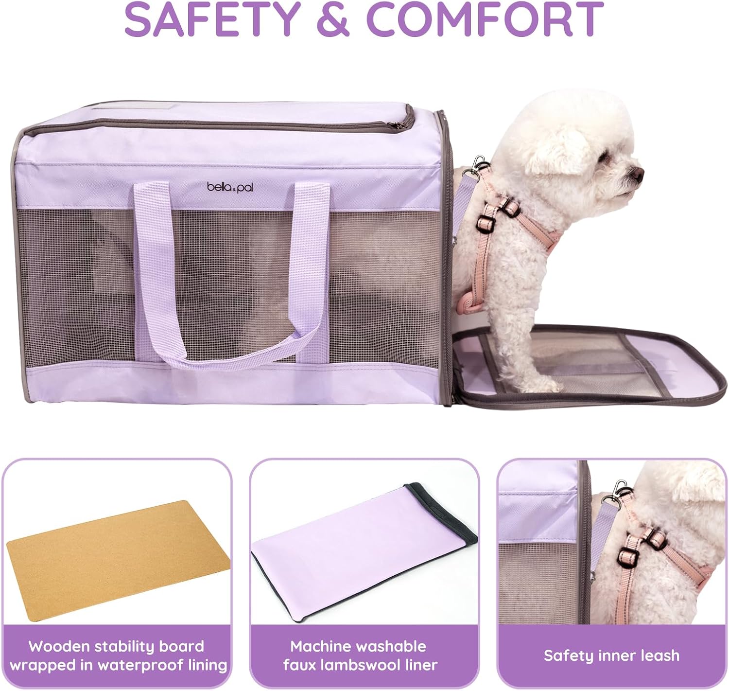 Bella & Pal Airline-Approved Pet Carrier, Lilac Mist photo 6