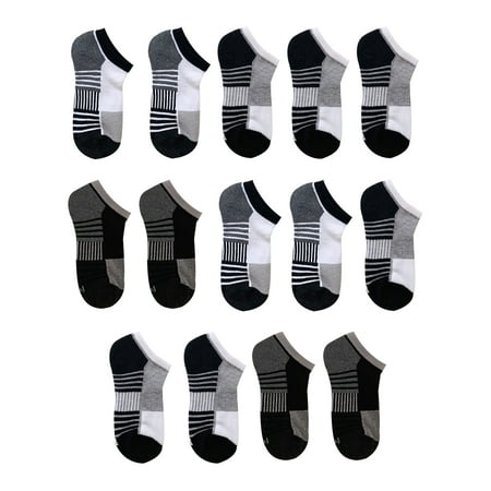 Athletic Works Boys Socks, 12+2 Bonus Pack No Show Half Cushioned, Sizes S-L