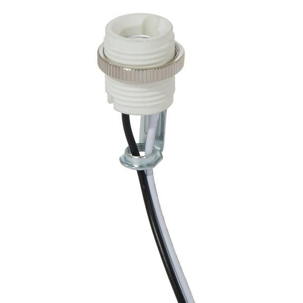 B&P Lamp Candelabra Base E12 Porcelain Threaded Socket with Ring and