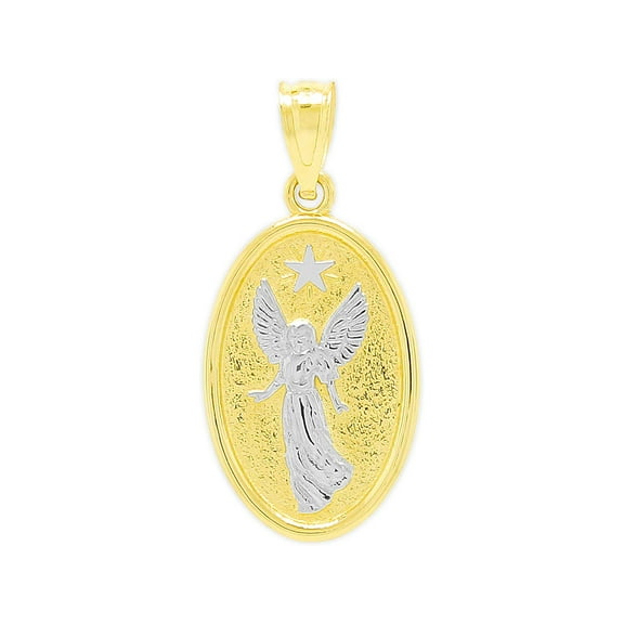 Charm America - Gold Angel Watching Over You Medallion Charm - 10 Karat Solid Gold