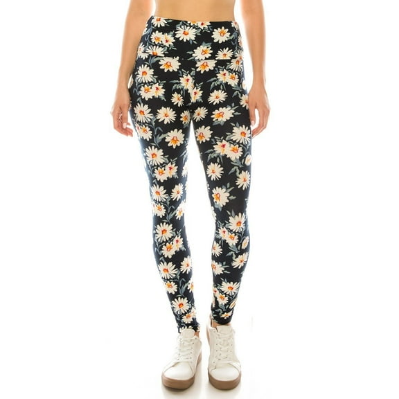 Long Yoga Style Banded Lined Multi Printed Knit Legging With High Waist Multi