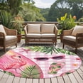thumbnail image 5 of Summer Ocean Surfboard Round Living Room Rugs 5 ft, Beach Slippers Flower Palm Leaf Pink Plaid Washable Area Rug with Non-Slip Sturdy Edge Binding Round Carpet for Entryway Kitchen Bedroom Bathroom, 5 of 9
