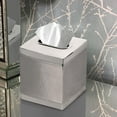 thumbnail image 4 of nu steel HS9H Facial Tissue Box Cover for Bathroom Vanity Countertops, Bedroom Dressers, Nightstands, Desks and Tables Hammered Shiny Stainless Steel Finish, Medium, Model:Hudson / HS9H, 4 of 5